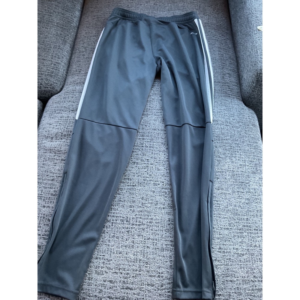 Adidas Women Gray‎ Track Pants Athletic 3 Stripe Zip Leg Casual Size M